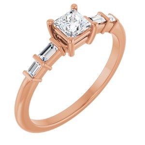 10K Rose Gold 3.75x3.75 mm Square Ring Mounting