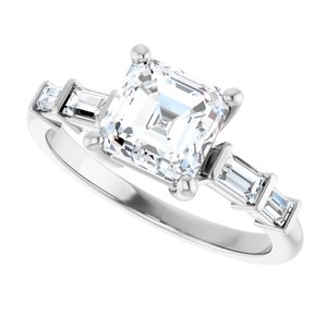 18K White Gold 6.5x6.5 mm Asscher Ring Mounting – image 8