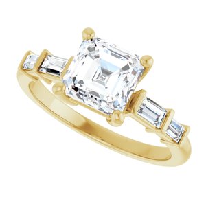 10K Yellow Gold 6.5x6.5 mm Asscher Ring Mounting – image 8