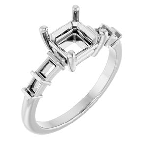 Platinum 6.5x6.5 mm Asscher Ring Mounting – image 2