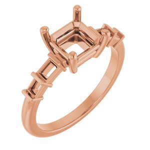14K Rose Gold 6.5x6.5 mm Asscher Ring Mounting – image 2