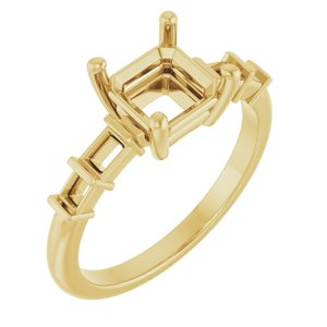18K Yellow Gold 6.5x6.5 mm Asscher Ring Mounting – image 2