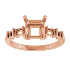 10K Rose Gold 6.5x6.5 mm Asscher Ring Mounting – image 6