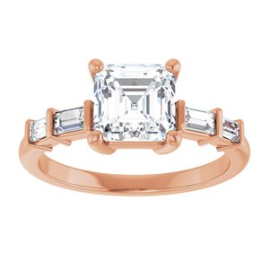 14K Rose Gold 6.5x6.5 mm Asscher Ring Mounting – image 5