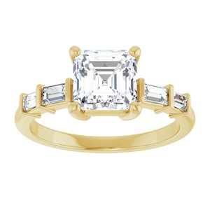 14K Yellow Gold 6.5x6.5 mm Asscher Ring Mounting – image 5