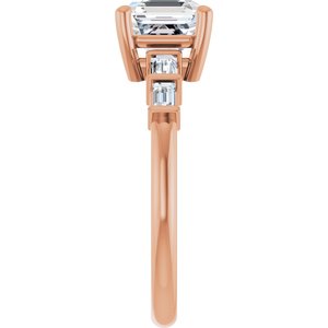 10K Rose Gold 6.5x6.5 mm Asscher Ring Mounting – image 7