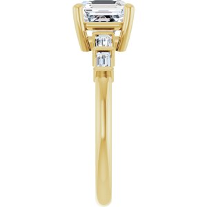 10K Yellow Gold 6.5x6.5 mm Asscher Ring Mounting – image 7