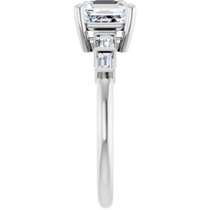 18K White Gold 6.5x6.5 mm Asscher Ring Mounting – image 7