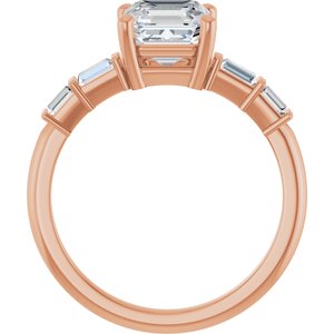 10K Rose Gold 6.5x6.5 mm Asscher Ring Mounting – image 3