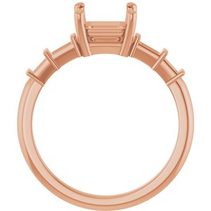 18K Rose Gold 6.5x6.5 mm Asscher Ring Mounting – image 4