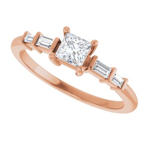 14K Rose Gold 3.75x3.75 mm Square Ring Mounting – image 8