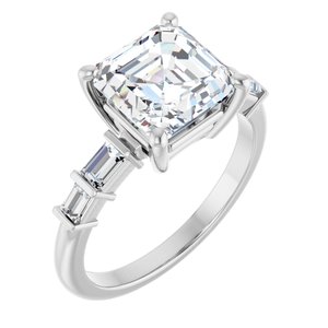 Sterling Silver 8x8 mm Asscher Ring Mounting