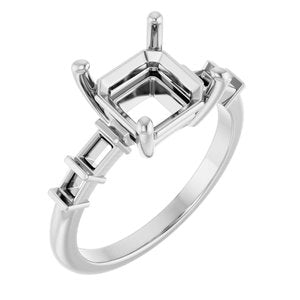 Continuum Sterling Silver 8x8 mm Asscher Ring Mounting – image 2