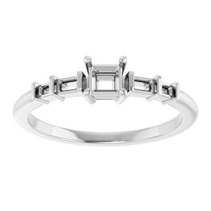 14K X1 White Gold 3.25x3.25 mm Square Ring Mounting – image 6