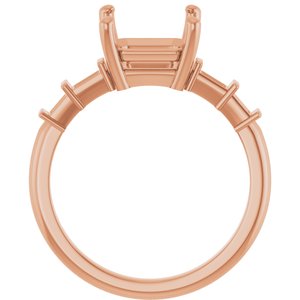 10K Rose Gold 8x8 mm Asscher Ring Mounting – image 4
