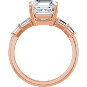18K Rose Gold 8x8 mm Asscher Ring Mounting – image 3