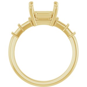 18K Yellow Gold 8x8 mm Asscher Ring Mounting – image 4