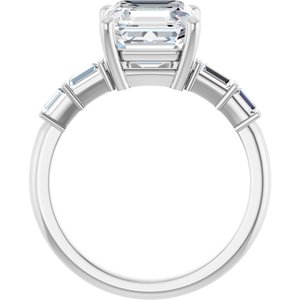 10K White Gold 8x8 mm Asscher Ring Mounting – image 3