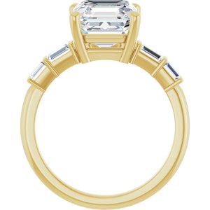 14K Yellow Gold 8x8 mm Asscher Ring Mounting – image 3