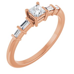 14K Rose Gold 3.25x3.25 mm Square Ring Mounting