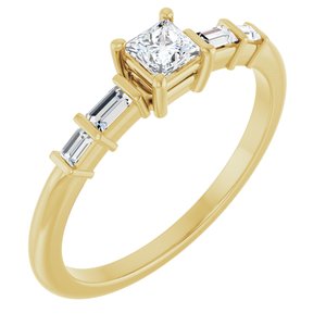 14K Yellow Gold 3.25x3.25 mm Square Ring Mounting
