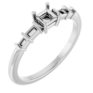 10K White Gold 3.25x3.25 mm Square Ring Mounting – image 2