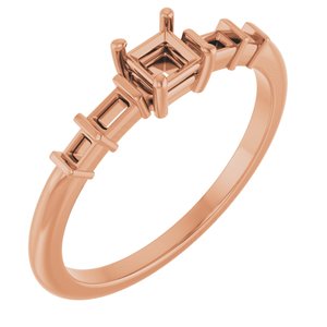 14K Rose Gold 3.25x3.25 mm Square Ring Mounting – image 2