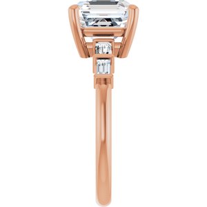 10K Rose Gold 8x8 mm Asscher Ring Mounting – image 7