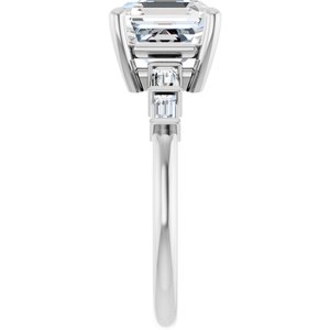 10K White Gold 8x8 mm Asscher Ring Mounting – image 7