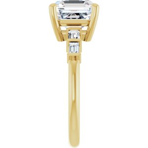 14K Yellow Gold 8x8 mm Asscher Ring Mounting – image 7
