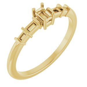 14K Yellow Gold 3.25x2 mm Straight Baguette Ring Mounting – image 2