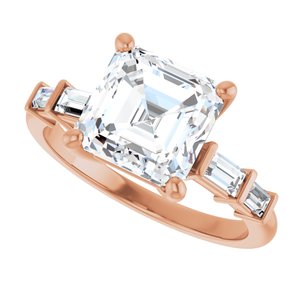 10K Rose Gold 8x8 mm Asscher Ring Mounting – image 8