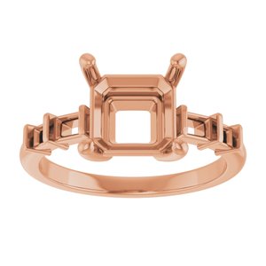 10K Rose Gold 8x8 mm Asscher Ring Mounting – image 6