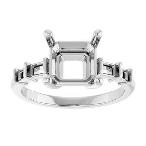 Continuum Sterling Silver 8x8 mm Asscher Ring Mounting – image 6