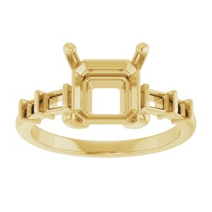 18K Yellow Gold 8x8 mm Asscher Ring Mounting – image 6