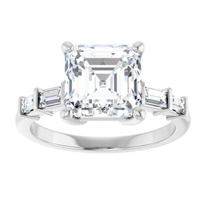 Sterling Silver 8x8 mm Asscher Ring Mounting – image 5