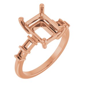 10K Rose Gold 10x8 mm Emerald Ring Mounting – image 2