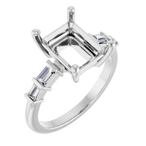 14K White Gold 10x8 mm Emerald 1/4 CTW Lab-Grown Diamond Semi-Set Ring – image 2