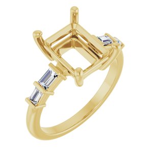 14K Yellow Gold 10x8 mm Emerald 1/4 CTW Natural Diamond Semi-Set Ring – image 2