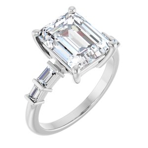 Continuum Sterling Silver 10x8 mm Emerald Ring Mounting