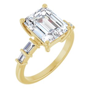 10K Yellow Gold 10x8 mm Emerald Ring Mounting