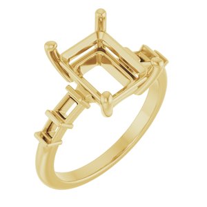 14K Yellow Gold 10x8 mm Emerald Ring Mounting – image 2