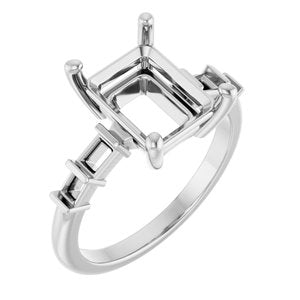 Platinum 10x8 mm Emerald Ring Mounting – image 2