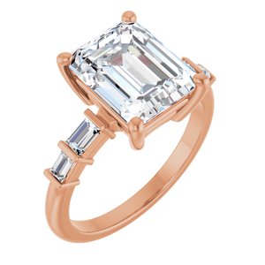 18K Rose Gold 10x8 mm Emerald Ring Mounting