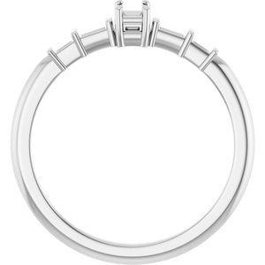 10K White Gold 3.25x2 mm Straight Baguette Ring Mounting – image 4
