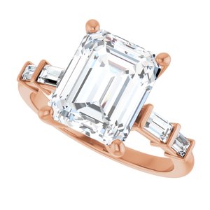 10K Rose Gold 10x8 mm Emerald Ring Mounting – image 8