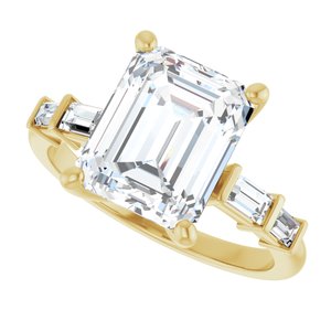 14K Yellow Gold 10x8 mm Emerald Ring Mounting – image 8