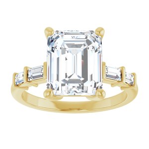 14K Yellow Gold 10x8 mm Emerald 1/4 CTW Natural Diamond Semi-Set Ring – image 5