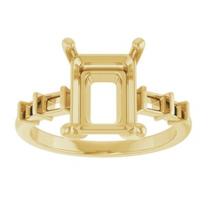 10K Yellow Gold 10x8 mm Emerald Ring Mounting – image 6