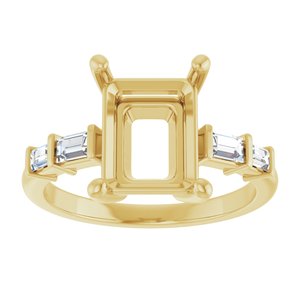 14K Yellow Gold 10x8 mm Emerald 1/4 CTW Lab-Grown Diamond Semi-Set Ring – image 6